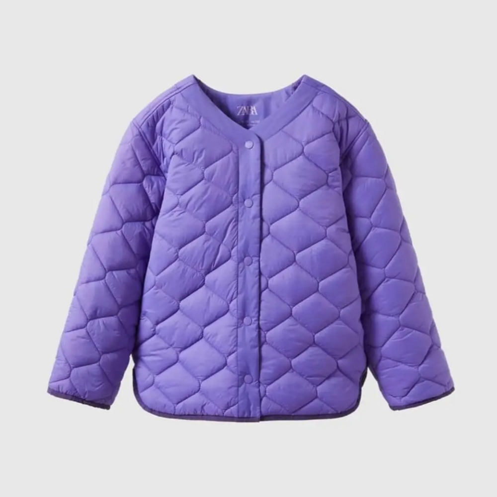 ZARA KIDS BASEBALL COLLAR QUILTED PURPLE JACKET SIZE 9-10 Years